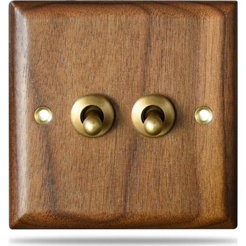 Black Walnut Solid Wood Toggle Switch,Home Wall Light Switch Electrical Outlets Sockets and Switches Bedroom Hotel ClassicSwitch