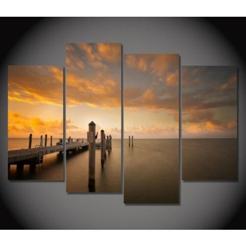HD Print 4pcs canvas art sea beach seascape painting modern home decor wall art picture for living room decor painting /PT0411