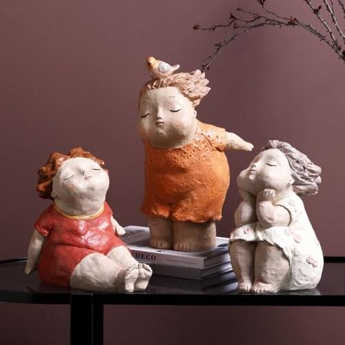 Artistic abstract fat girl Resin Silence ornaments luxury creative childrens room bedroom model room porch home decorations