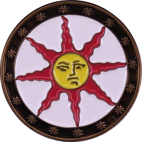 Game Dark Souls Solaire of Astora Sunlight Shield Cartoon Copper Enamel Clothes Hat Bag Lapel Badge Brooch Pin Accessories Gift