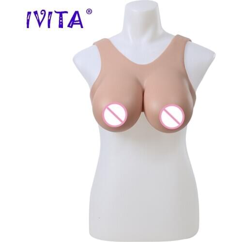 IVITA High Quality Realistic Silicone Breast Form Fake Boobs E Cup Enhancer for Crossdresser Transgender Drag Queen Shemale Gift