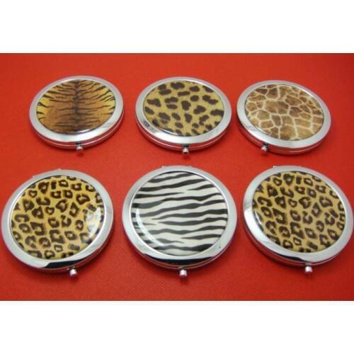 100 Pcs Animal Print Compact Mirror Zebra Stripe Make Up Mirror Tigrina Mirror--DHL& Fedex Free Shipping