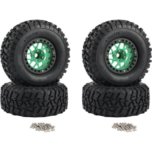 4Pcs Metal 2.2 Beadlock Wheel Rim Tires Set for 1/10 RC Crawler Car Axial SCX10 Wraith 90048 RR10 Traxxas TRX4