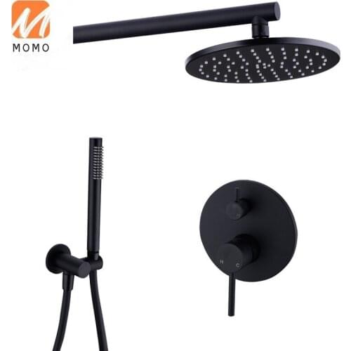 Bath&shower faucet kit brass shower brushed gold wall mount 8/10/12 inch rainfall shower head bath & shower faucets