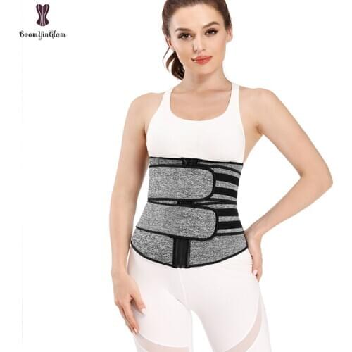 Gray Black SIze XS To 6XL Front Zipper Women Underbust Corset Nemo Waist Trimmer Sauna Sweat Waist Trainer With Double Strap