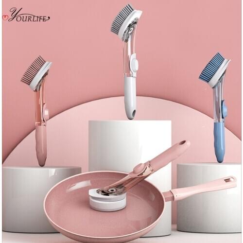 OYOURLIFE Kitchen Long Handle Cleaning Brush Dish Washing Brush Multi-function Automatic Liquid Dispenser Scrubber Cleaning Tool
