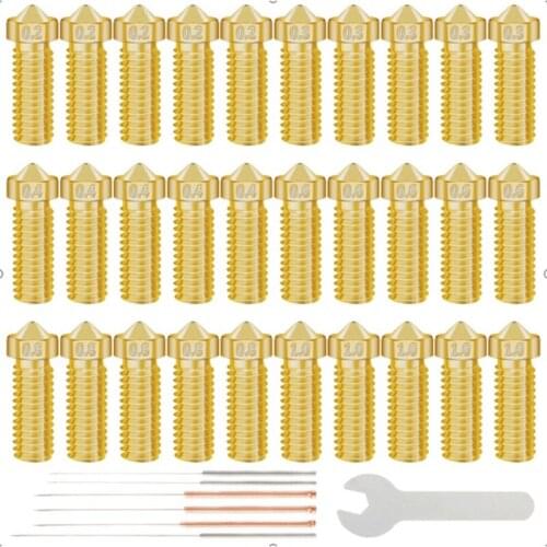 30Pcs 3D Printer Brass Nozzles,0.2Mm,0.3Mm,0.4Mm,0.6Mm,0.8Mm,1.0Mm Nozzle for Makerbot Ender 3 CR-10 with 6 Needles