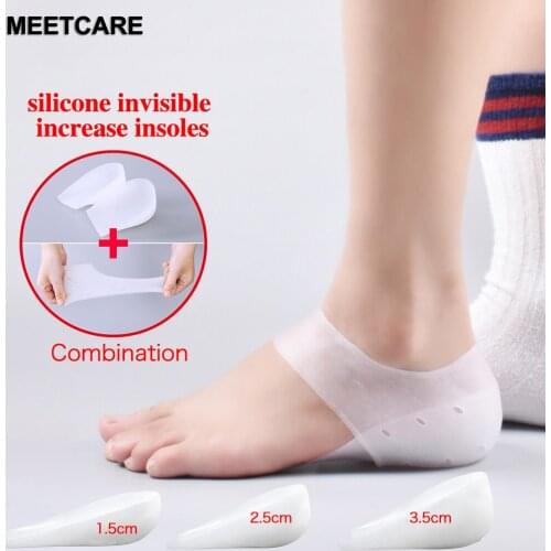 Invisible Height Increase Insoles Women Men Heel Pads Silicone Gel Lift Insole Dress In Socks Cracked Foot Skin Care Tool