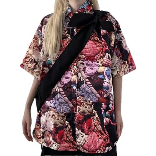 New Summer Kawaii Shirt Female Japanese Harajuku Cute Retro fashion Cartoon Small Animal Print Loose Short Sleeve Women Shirt