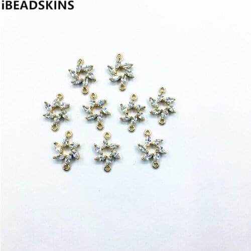 New arrival! 18x12mm 30pcs/lot Zircon Flower shap charm/Connectors for Necklace,Earrings parts,hand Made Jewelry DIY