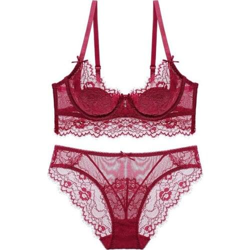 New Sexy eyelash lace thin Cotton Cup comfortable underwear breathable underwire Bra set