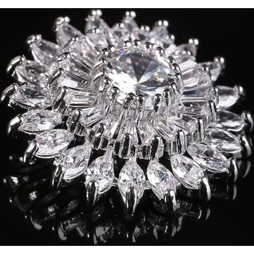 Null 1Pc 25mm Glitter Zircon Triple Layer Sunflower Shape Decorative Buttons With Metal Loop Shank Hole Sewing Clip Buckle DIY