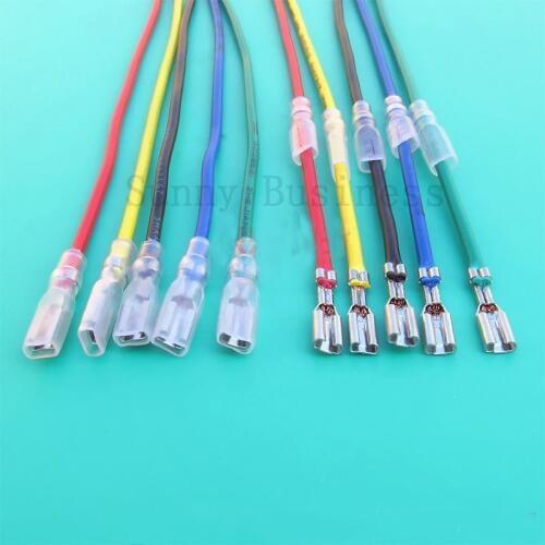 100 Pcs 2.8mm Crimp Terminal Cable Female Spade Connector with 20cm (8") 15cm 6" Wire
