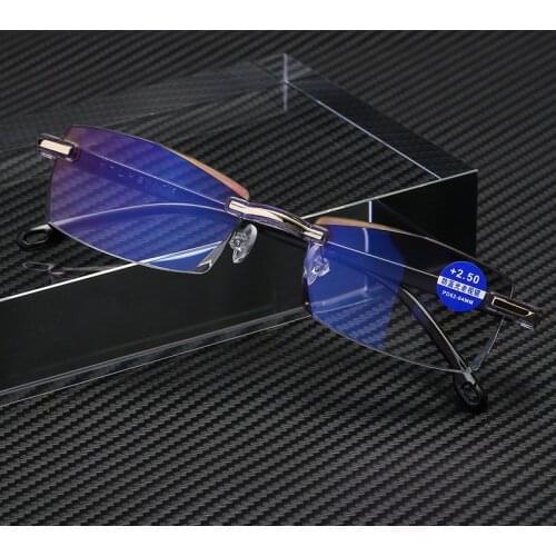 Ultralight Rimless Reading Glasses Women Men Transparent Blue Light Blocking Frameless Computer Glasses Presbyopia Reader 1.5 2