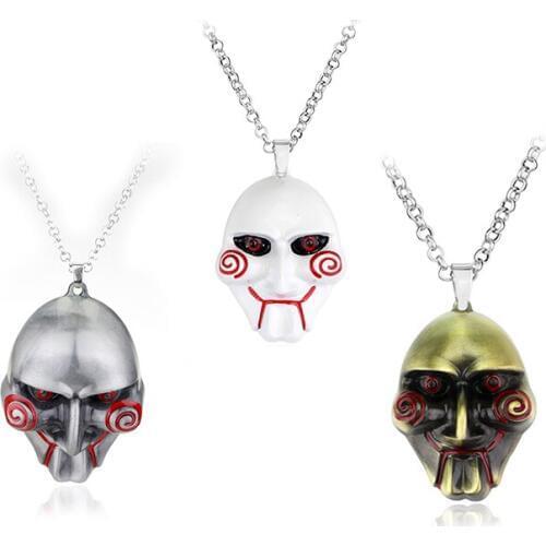 Movie Mask necklace Saw Horror movies theme Saw mask original color metal pendant necklace