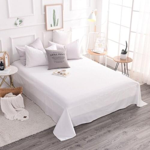 High quality 100% cotton modern style Hotels bedding pure white satin 3 Pcs bed sheet pillowcase Home Textiles 5 Size super soft