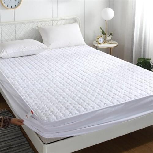 Bed Cover Solid Waterproof Mattress Protector with Elastic Band Sanding Breathable Linens Bed Mattress Cover Anti-mite&Washable