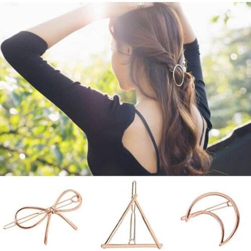 Q Fashion Hair Clip for Women Elegant Headdress Triangular Moon Lip Round Barrette Stick Hairpin Hair Pins Head Accessories