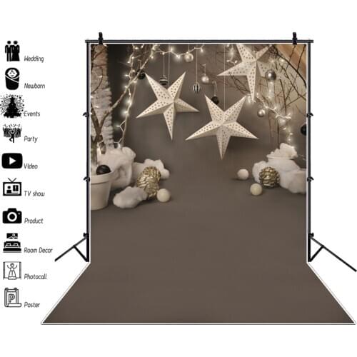 Laeacco Christmas Backgrounds For Photography Star Ball Bauble Gift Cozy Party Child Baby Photo Backdrop Photocall Photo Studio