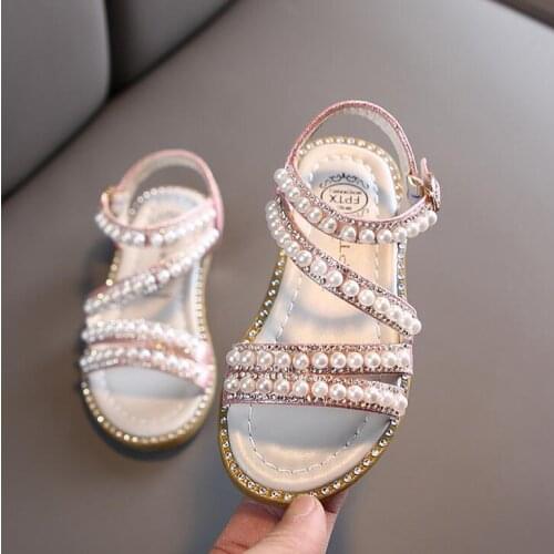 2021 Girl Sandals Summer Fashion Kids Baby Girls Bling Rhinestone Princess Single Sandals For Little Big Girls Shoes