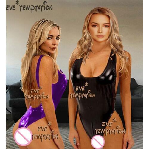 Sexy glisten Metallic PVC FAUX LEATHER Underwear Babydoll Lingerie underwear Stripper Party nightclub Chemises negligee A081