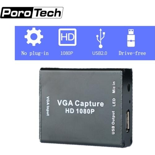 Super Small VGA Card Audio and Video Converter HD 1080P Vga-to-Usb2.0 Video Capture Card with VGA Cable and Usb Cable No Plug-in