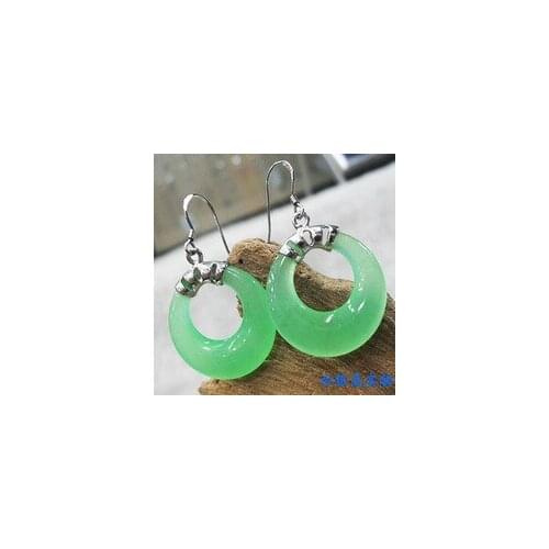 Lovely Fine horse green gem stone earrings circle malay womens gem Earring wholesale [pair] earrings -jewelry