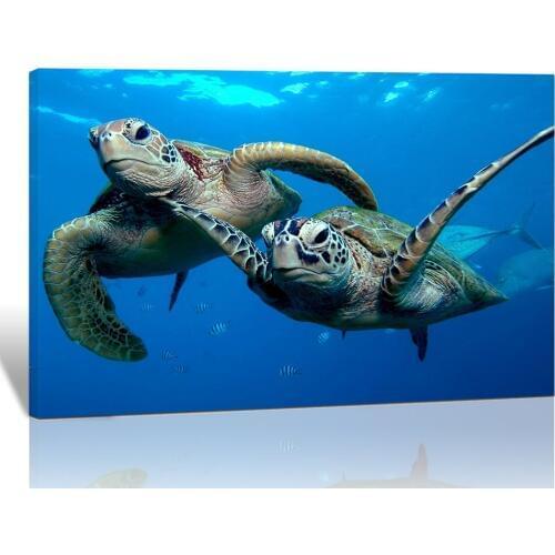 1 Panel Two Submarine Turtles Under The Sea Pictures Prints on Canvas Walls Paintings Modern Seaview Animal Drop shipping