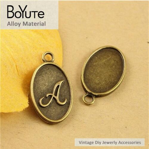 BoYuTe (50 Pieces/Lot) 17*11MM Vintage Korea Accessories Wholesale Antique Bronze Alphabet A Initial Pendant Diy Jewelry Making