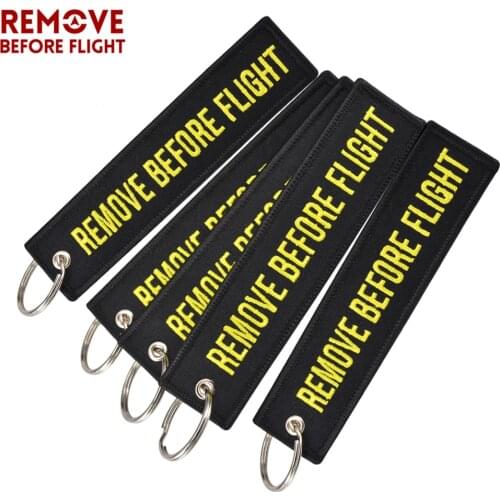 5 PCS/LOT Remove Before Flight Keychain Embroidery Motorcycle Key Safety Tag for Aviation Key Fob Car Keychain Jewelry Accessory