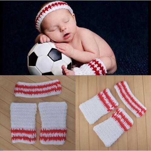 Basketballer Design Baby Photo Props Cool Baby Hoopman Sweatband+Boothose Suit Infants Hand Knit Newborn photography props