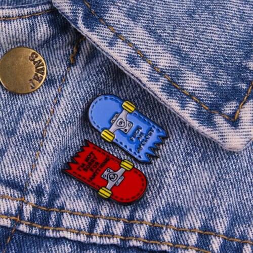Double-dealer Enamel Pin Blue Red Skateboard Brooches Backpack Clothes Lapel Pin Dark Badge Punk Jewelry Gift for Friends