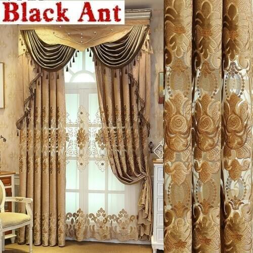 Europe Palace Semi-Blackout Curtains Bedroom Living Room Villa Door Window Drapes Luxury Retro Embroidered Curtain X783F