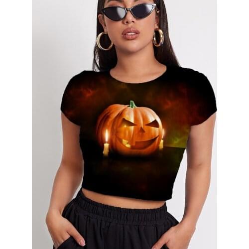 3d Tshirt Pumpkin T-shirt Women Halloween Tshirt Printed Candle Shirt Print Hip Hop Tshirts Casual Womens Clothing T shirts