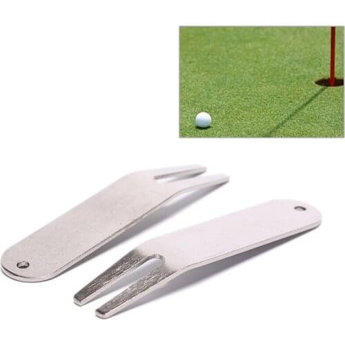 Stainless Steel Golf Divot Repair Switchblade Tool Pitch Groove Cleaner Magnetic Golf Pitchfork Putting Golf Training