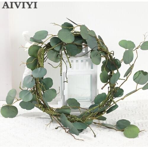 Simulated Rattan Foam Branches Feel Eucalyptus Money Leaf Wedding Home Decor Hanging Artificial Plants Ivy Wall Leaf Vines