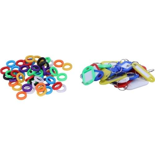 20x Key Ring Tags - Mixed Colours Twenty Color Random & 50PCS Small Size ID Identify Key Ring Cap Tag