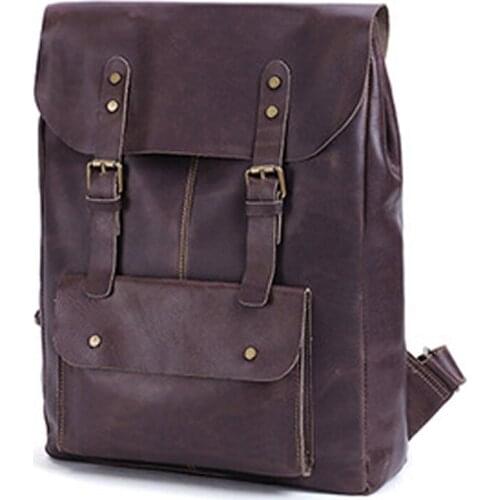 JOYIR Crazy Horse Leather Backpacks Men Computer Bag Fashion Retro Bagpack Male Travel Bags Student Schoolbag for A4 Document