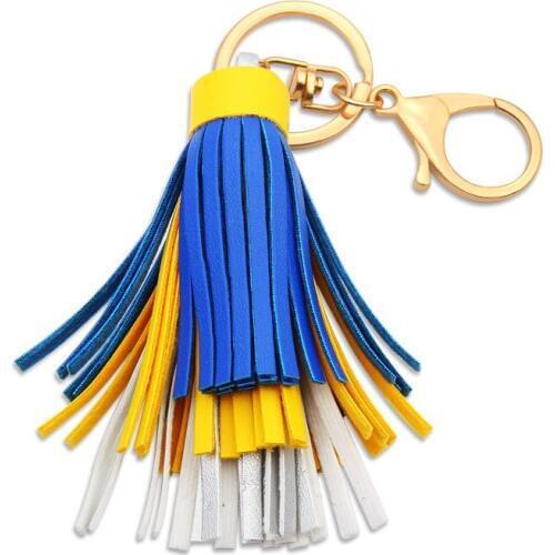 Bag Keychain Multilayer Leather Tassel Metal Keyring Black Blue Fringe Charms Women Fashion Jewelry Gift Sleutelhanger Chaveiros