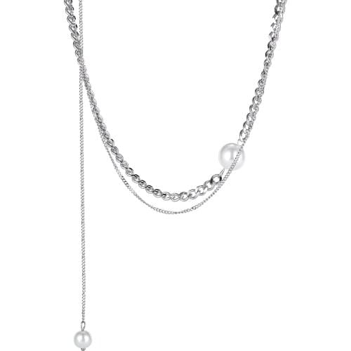 Fashion Minimalist Layered Chains Women Necklaces Pearl Pendants Aesthetic Stainless Steel Choker Jewelry Accessories Necklaces