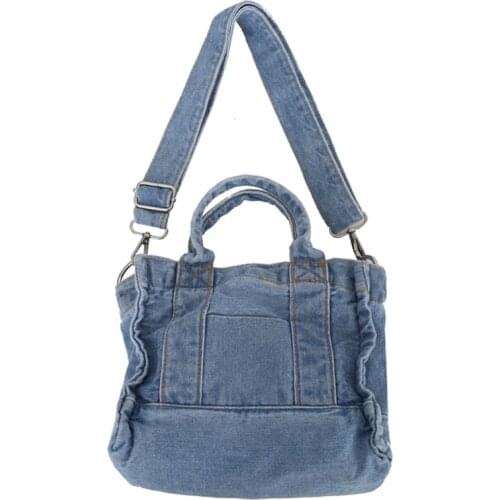 Retro Travel Fashion Denim Blue Bags for Women Portable Travel Denim Cross Body Womens Shoulder Bag Zipper Closure Bag