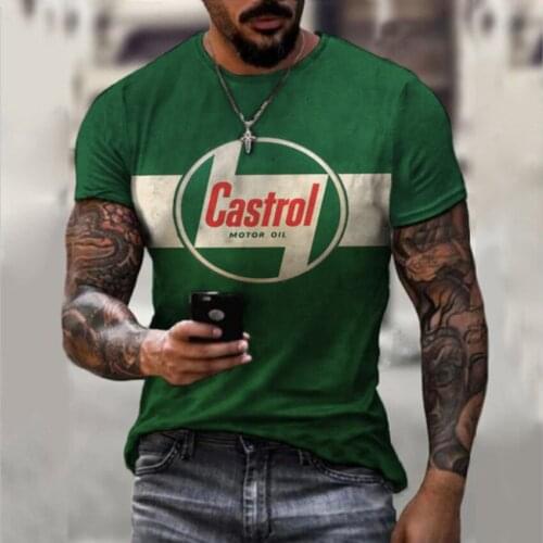 Harajuku Plus Size Castrol Digital Print Men Camisetas Street Style Casual Shirt MenS Short-Sleeved Round Collar T-Shirt