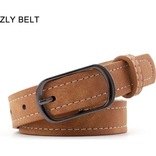 ZLY 2021 New Hot Selling Belt Women Men Unisex PU Frosted Leather Material Metal Pin Buckle Waistband Casual Formal Style Belt