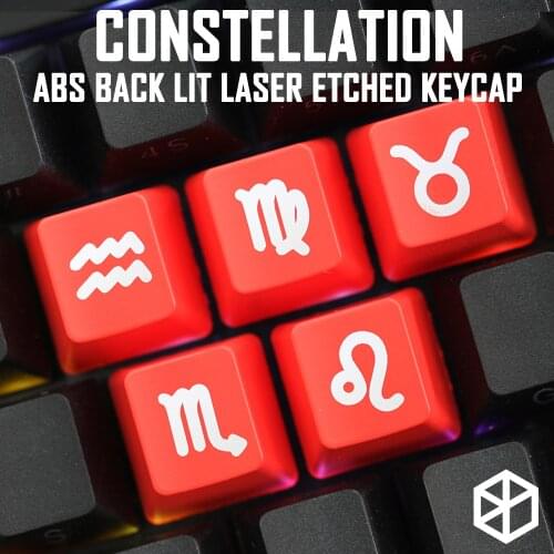Novelty Shine Through Keycaps ABS Etched, light,oem red black constellation Capricorn Leo Virgo Libra Aries Pisces Aquarius