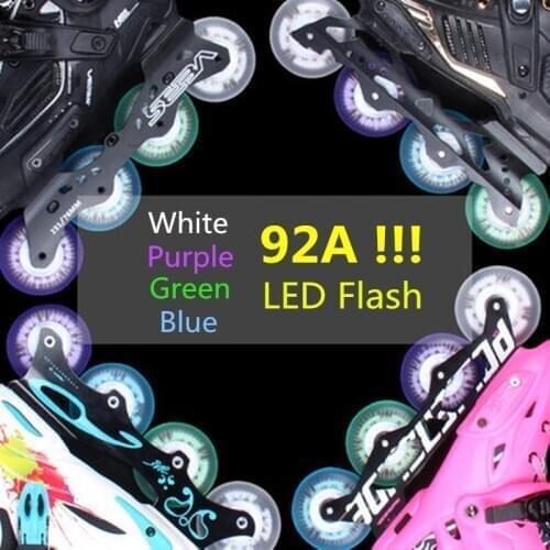 New arrival! 92A super brightness LED flash wheel for inline skates 80mm 76mm 72mm roller skating rodas magnet core 4 pcs/lot