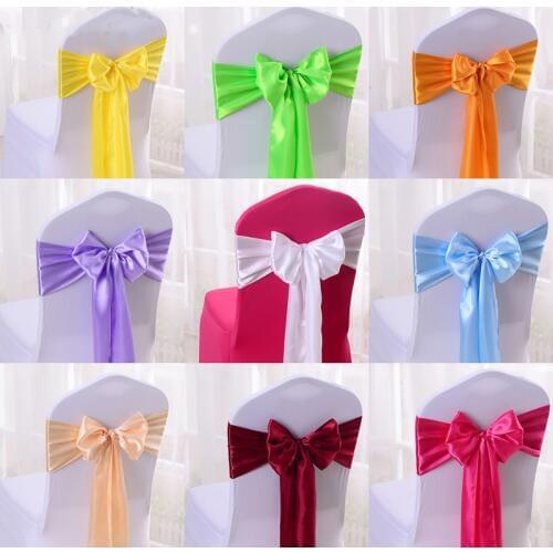 Adjustable Bow Tie Ribbon Bands Decorative Chair Sashes Accessory Banquet Seat Decor Sashes For Wedding Supply chair cover bow