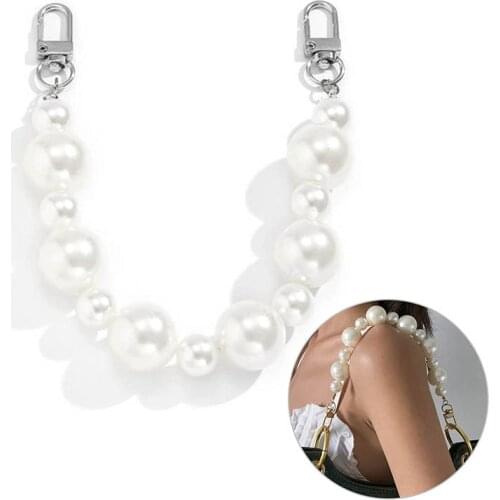 100/110/120cm Pearl Strap For Bags Handbag Handles DIY Purse Replacement Long Beaded Chain For Shoulder Bag Straps Pearl Belt