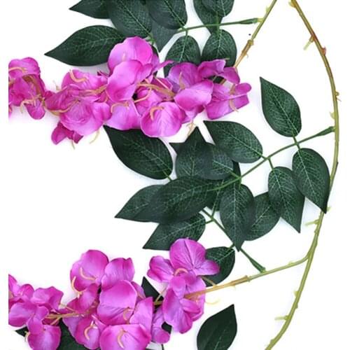Silk Artificial Roses Flowers Rattan String Vine Green Leaves Garland Silk Flower Vine Ivy Wedding Party Home Decor 2