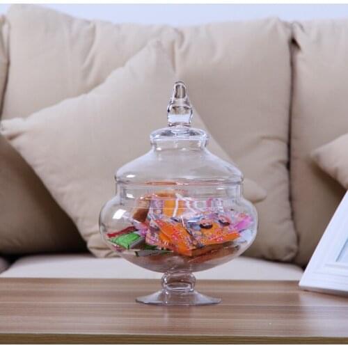 European Style Glass Candy Jar Glass Jar Transparent Glass Sugar Bowl Glass Cover Storage Jar Glass Bottle