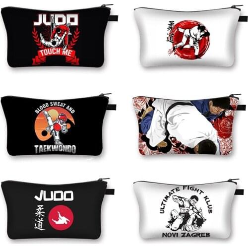 JUDO / Taekwondo / Jiujitsu / karate Printed Women Cosmetic Bag Travel Portable Cosmetic Case Ladies Shopping Coin Purse Bag Gif